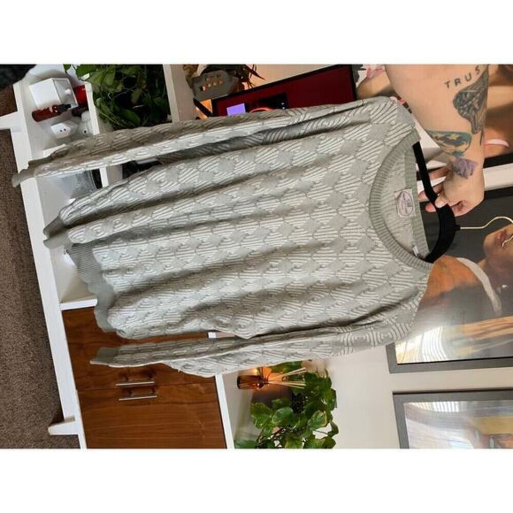 Pronto‎ Uomo Mens XL Vintage 70’s Sweater grey geometric